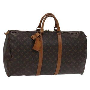 LOUIS VUITTON Monogram Keepall 55 Boston Bag M41424 LV Auth MY056